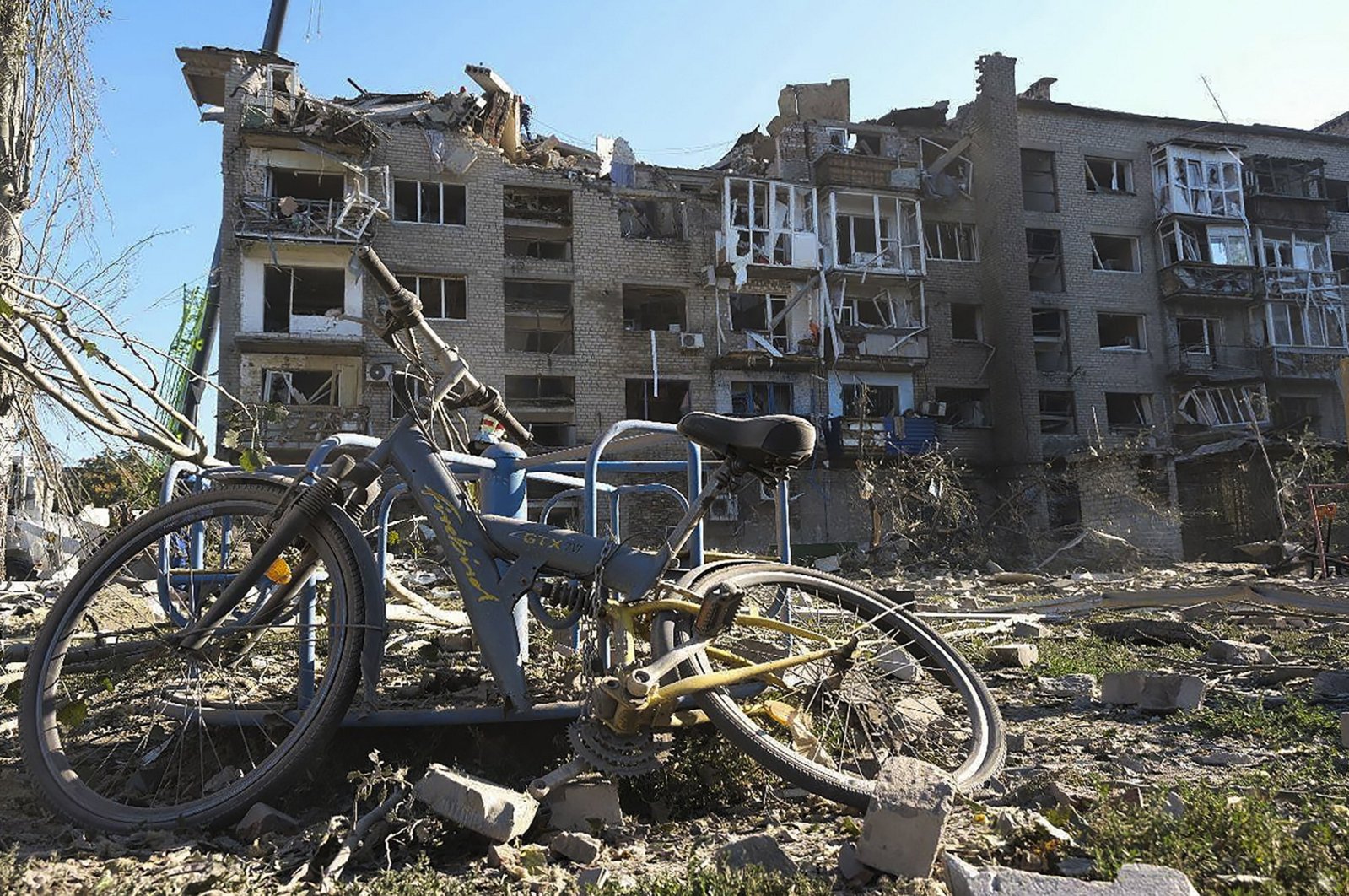 The site of a missile attack in the city of Pokrovsk, Donetsk region, eastern Ukraine, Aug. 8, 2023.