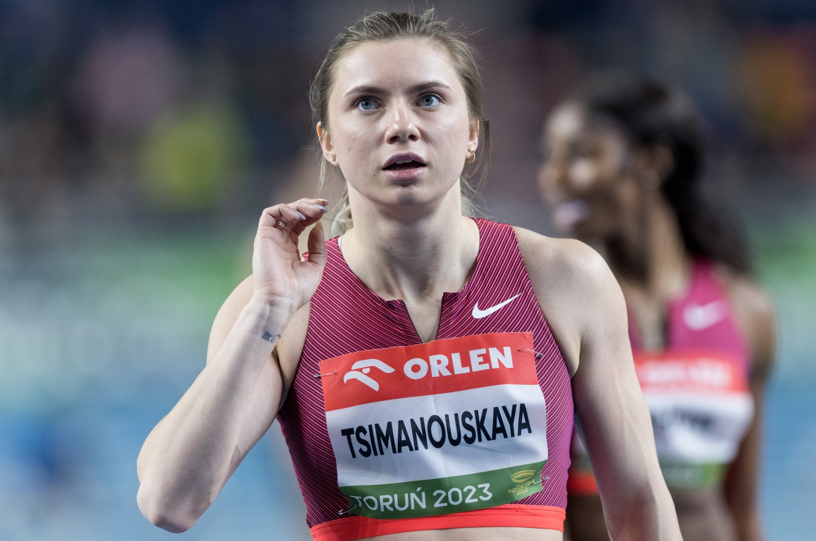 Krystsina Tsimanouskaya during World Athletics Indoor Tour Gold, Copernicus Cup 2023, Torun, Poland, Feb. 8, 2023. (Getty Images Photo)