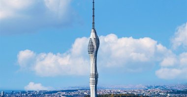 An aerial view of Çamlıca Tower, the tallest building in Istanbul, Türkiye, Aug. 9, 2023. (IHA Photo)