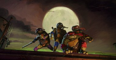 This image released by Paramount Pictures shows, from left, Donatello &quot;Donnie&quot;, voiced by Micah Abbey, Leonardo &quot;Leo&quot;, voiced by Nicolas Cantu, Raphael &quot;Raph&quot;, voiced by Brady Noon, and Michelangelo &quot;Mikey&quot;, voiced by Shamon Brown Jr., in a scene from &quot;Teenage Mutant Ninja Turtles: Mutant Mayhem.&quot; (AP Photo)