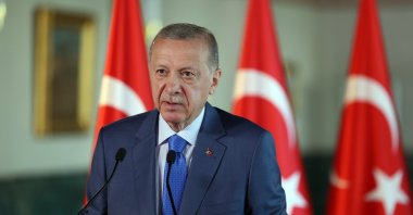 President Recep Tayyip Erdoğan delivers a speech via videoconference at a Kahramanmaraş groundbreaking ceremony, Ankara, Türkiye, Aug. 10, 2023. (AA Photo)