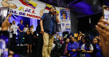 Ecuadorian presidential candidate Fernando Villavicencio speaks during a campaign rally in Quito, Ecuador, Aug. 9, 2023. (Reuters Photo)