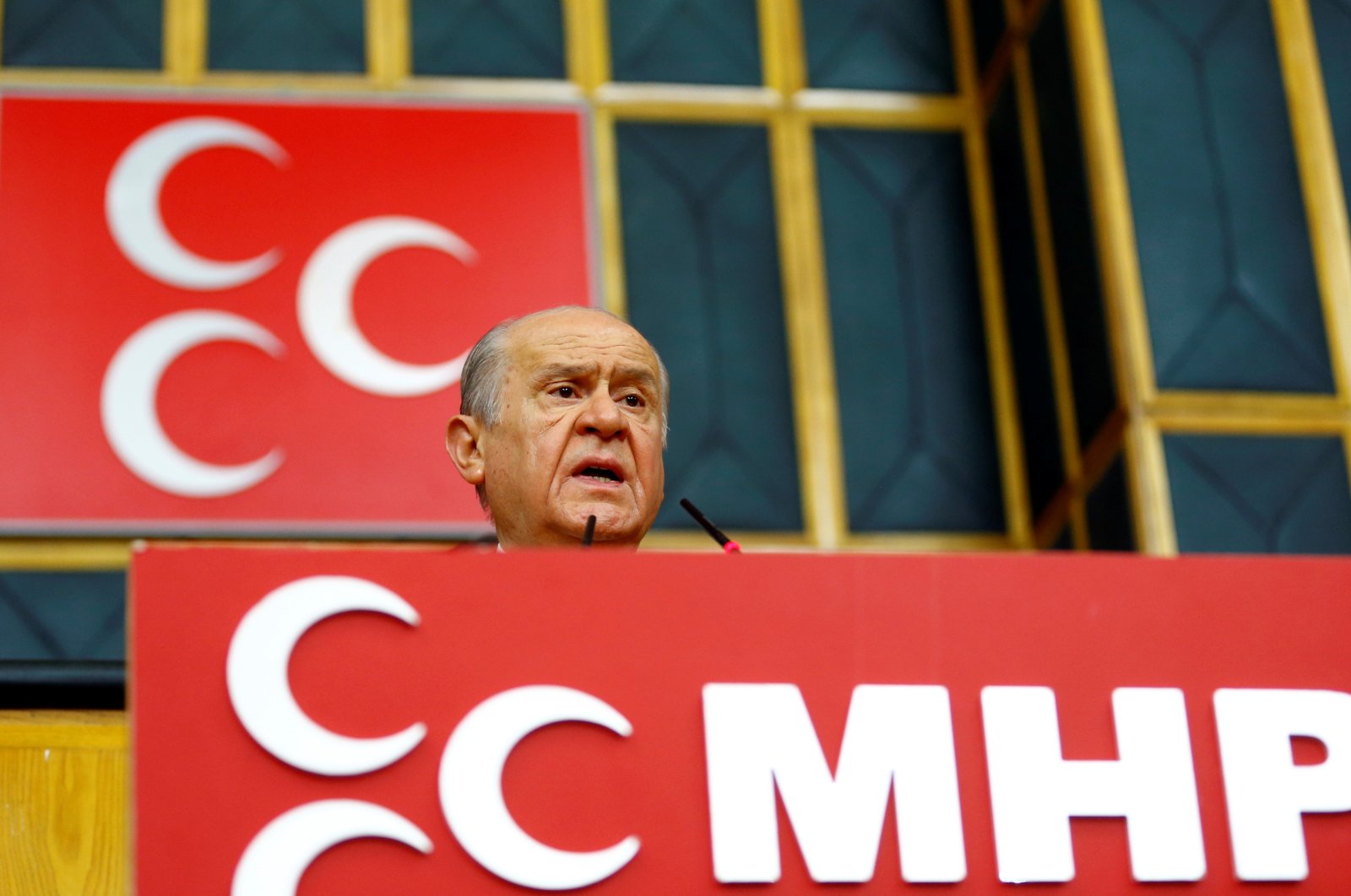 Nationalist Movement Party (MHP) Chairman Devlet Bahçeli addresses his party lawmakers during a meeting at the Turkish Parliament in Ankara, June 14, 2016. (Reuters File Photo)