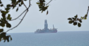 Turkish drillship, Abdülhamid Han, is seen off the shores of Taşucu Port, Mersin, southern Türkiye, Aug. 10, 2023. (AA Photo)
