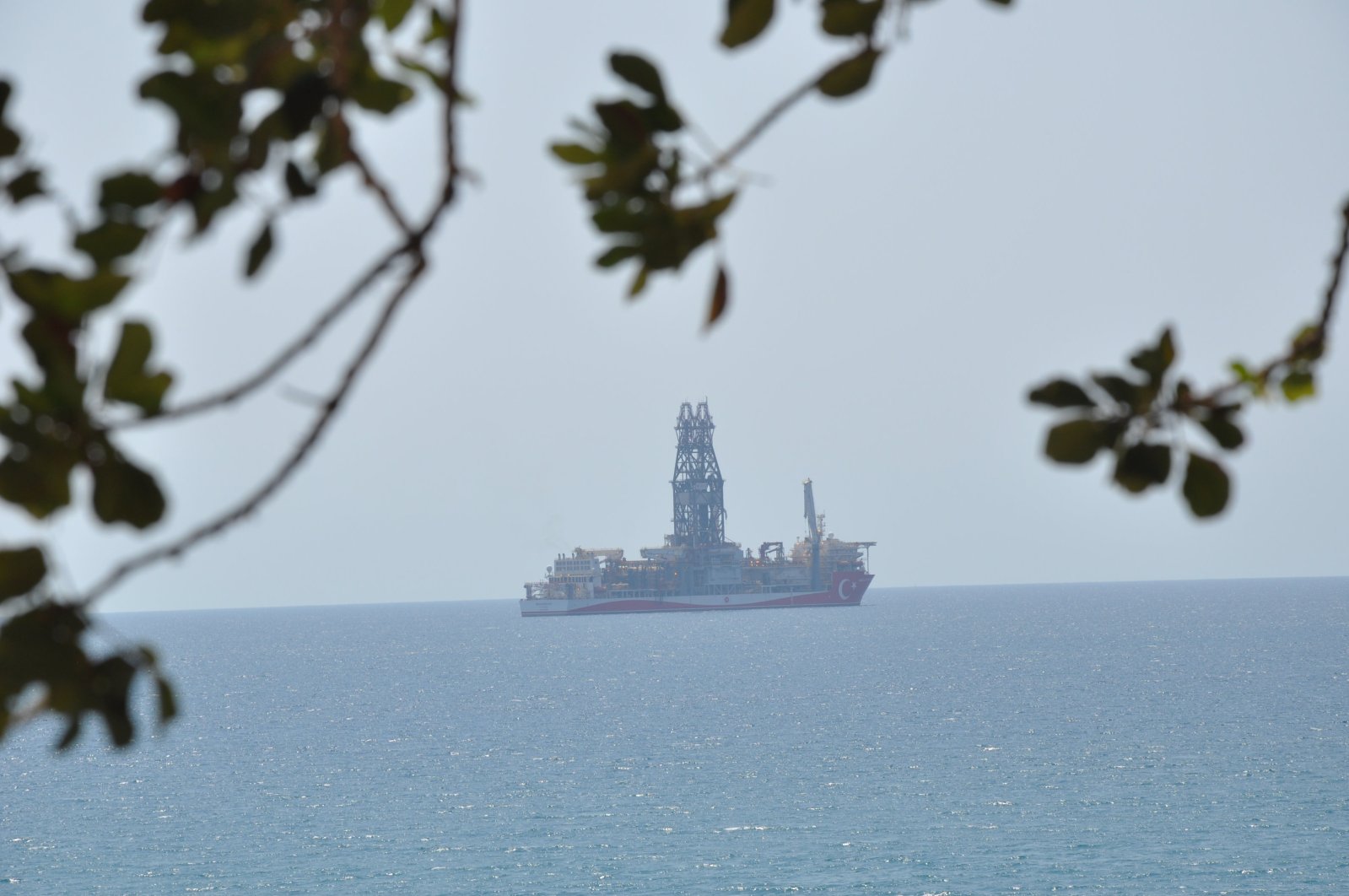 Turkish drillship, Abdülhamid Han, is seen off the shores of Taşucu Port, Mersin, southern Türkiye, Aug. 10, 2023. (AA Photo)