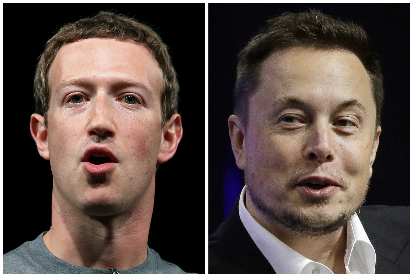 This combo of file images shows Facebook CEO Mark Zuckerberg (L) and Tesla and SpaceX CEO Elon Musk. Elon Musk and Mark Zuckerberg are ready to fight, offline. (AP File Photo)