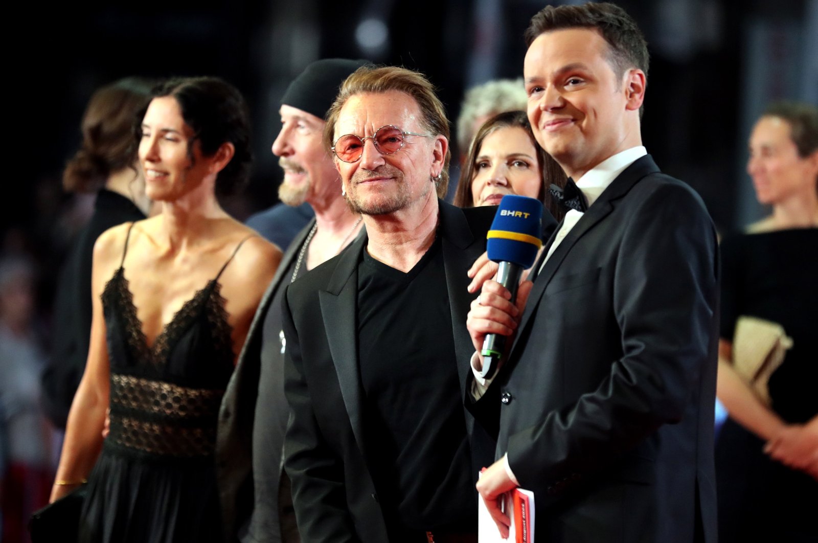 Irish musician Bono (C), frontman of Irish band U2, attends the 29th Sarajevo Film Festival, in Sarajevo, Bosnia and Herzegovina, Aug. 11, 2023. (EPA Photo)