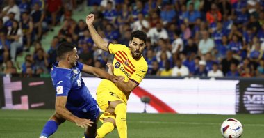 FC Barcelona's Ilkay Gundogan shoots at goal during the La Liga match against Getafe, Madrid, Spain, Aug. 13, 2023. (Reuters Photo)