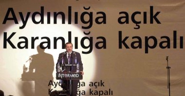 Recep Tayyip Erdoğan announces the foundation of the Justice and Development Party (AK Party) at a news conference, in the capital Ankara, Türkiye, Aug. 14, 2001. (AA Photo)