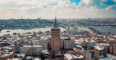 An aerial view of Galata Tower, Istanbul, Türkiye. (Shutterstock Photo)