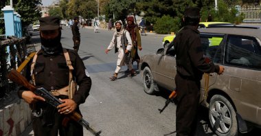 Taliban soldiers walk on a street in Mazar-i-Sharif, Afghanistan, Aug. 6, 2023. (Reuters Photo)