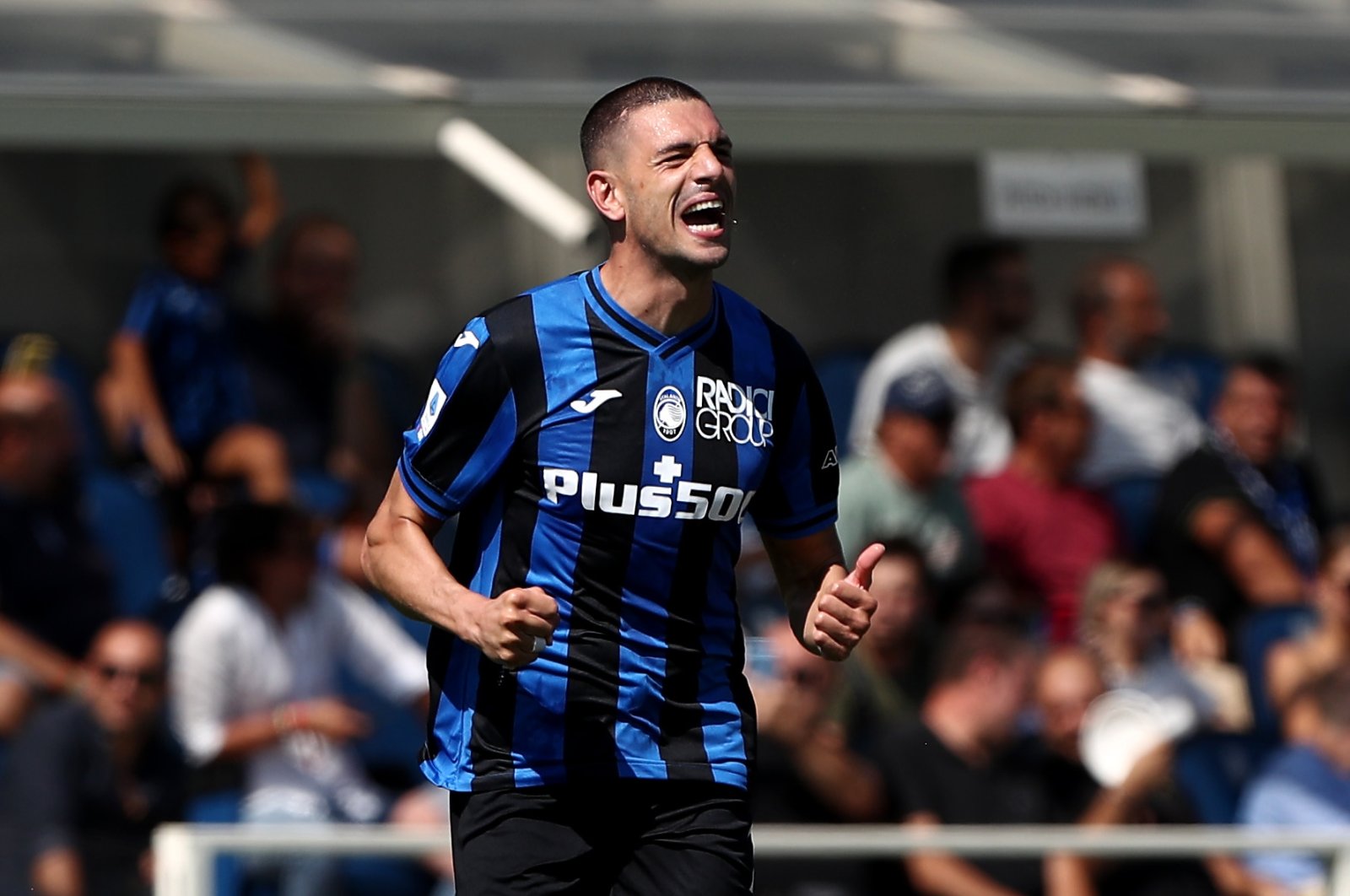 Atalanta&#039;s Merih Demiral celebrates after scoring their side&#039;s first goal during the Serie A match against US Cremonese at Gewiss Stadium, Bergamo, Italy, Sept. 11, 2022. (Getty Images Photo)
