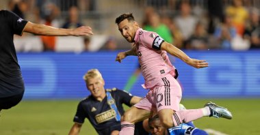 Inter Miami&#039;s Lionel Messi attempts shot against Philadelphia Union the second half at Subaru Park, Philadelphia, US., Aug 15, 2023. (Reuters Photo)