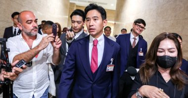 Move Forward Party (MFP) leader Pita Limjaroenrat leaves the parliament in Bangkok, Thailand, July 4, 2023. (Reuters Photo)