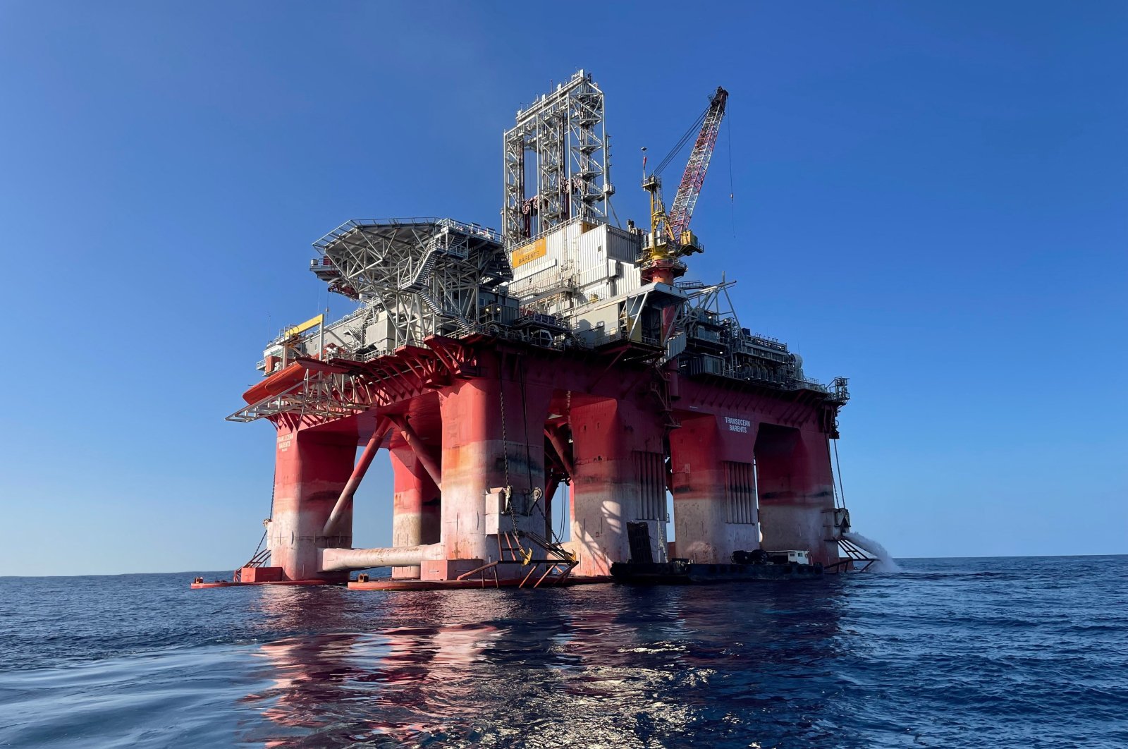 A view shows the TransOcean Barents drilling rig, at around 120 kilometers off the coast of Beirut, Lebanon, in this handout picture obtained on Aug. 16, 2023. (Reuters Photo)