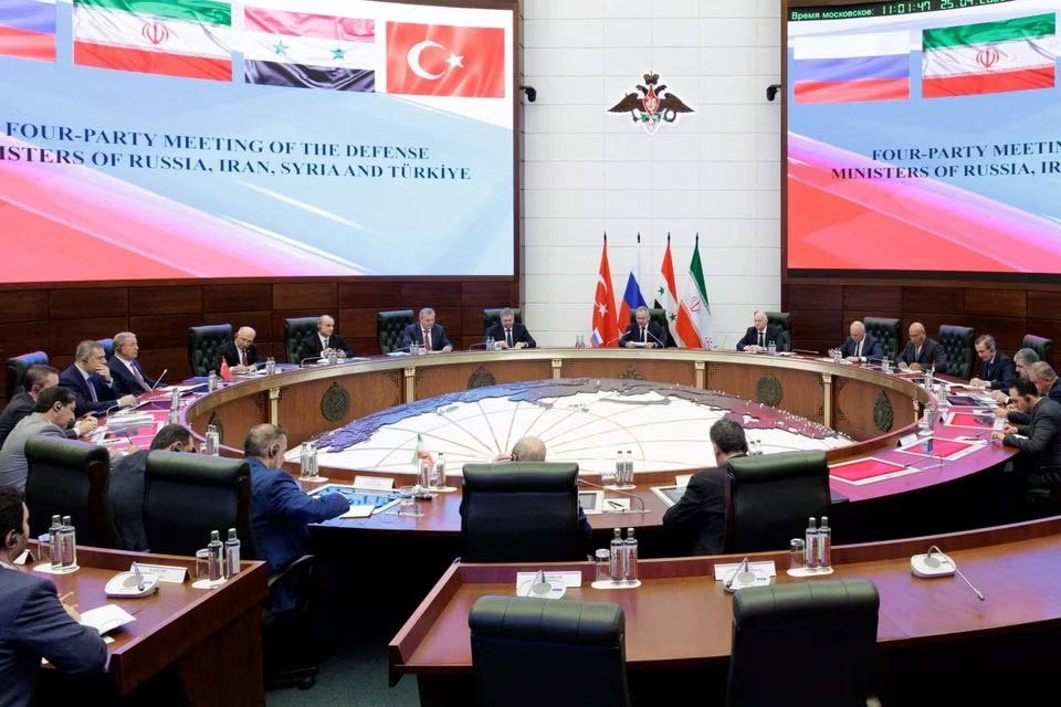 Negotiators and officials attend a meeting of defense ministers of Türkiye, Russia, Iran, and Syria in Moscow, Russia, April 25, 2023. (Reuters Photo)