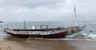 A file photo of a boat Senegalese fishing boat that was used in carrying illegal migrants, in Dakar, Senegal, July 24, 2023.