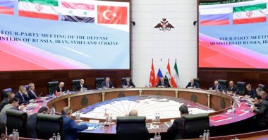 Negotiators and officials attend a meeting of defense ministers of Türkiye, Russia, Iran, and Syria in Moscow, Russia, April 25, 2023. (Reuters Photo)