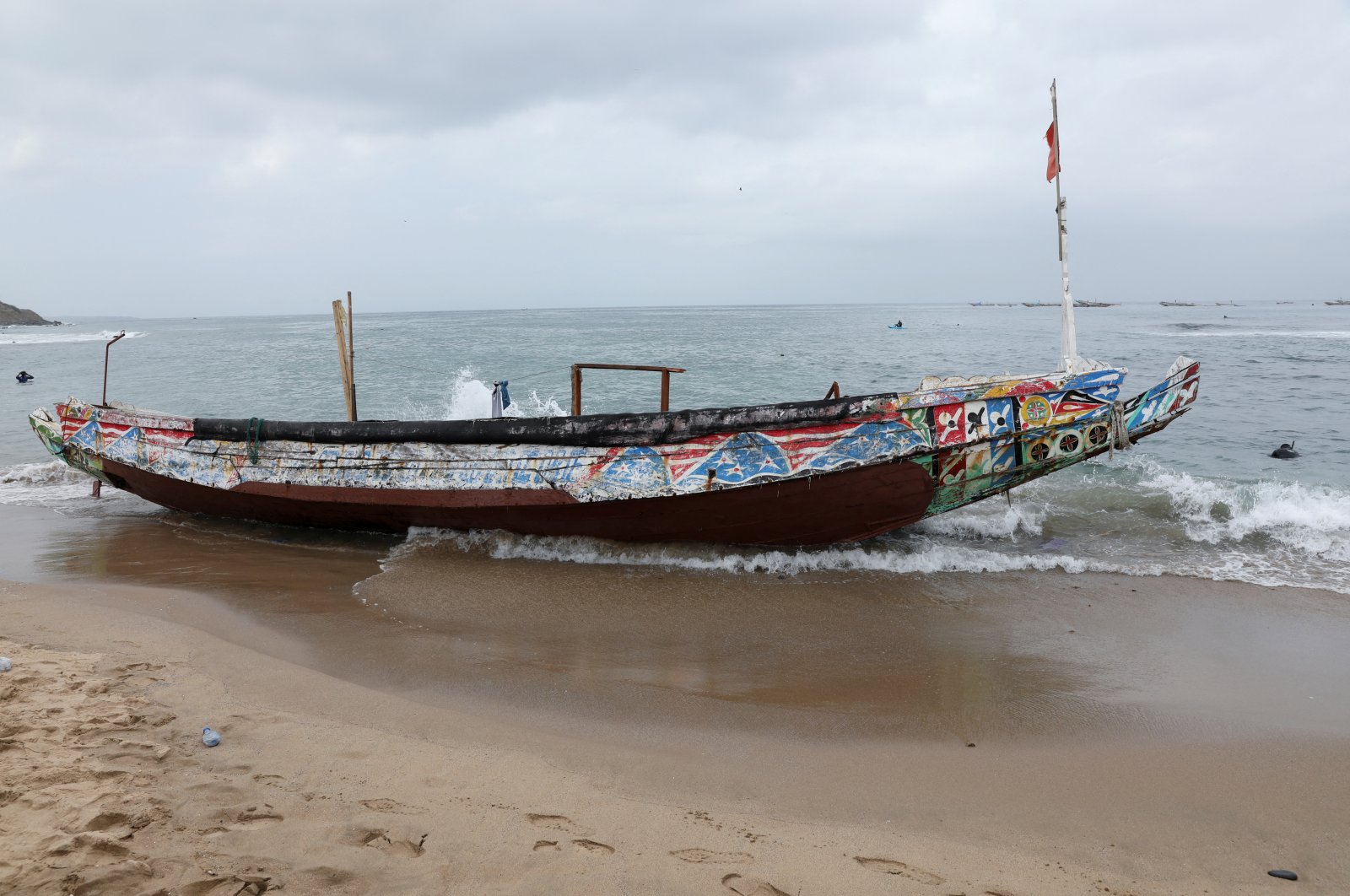 A file photo of a boat Senegalese fishing boat that was used in carrying illegal migrants, in Dakar, Senegal, July 24, 2023.