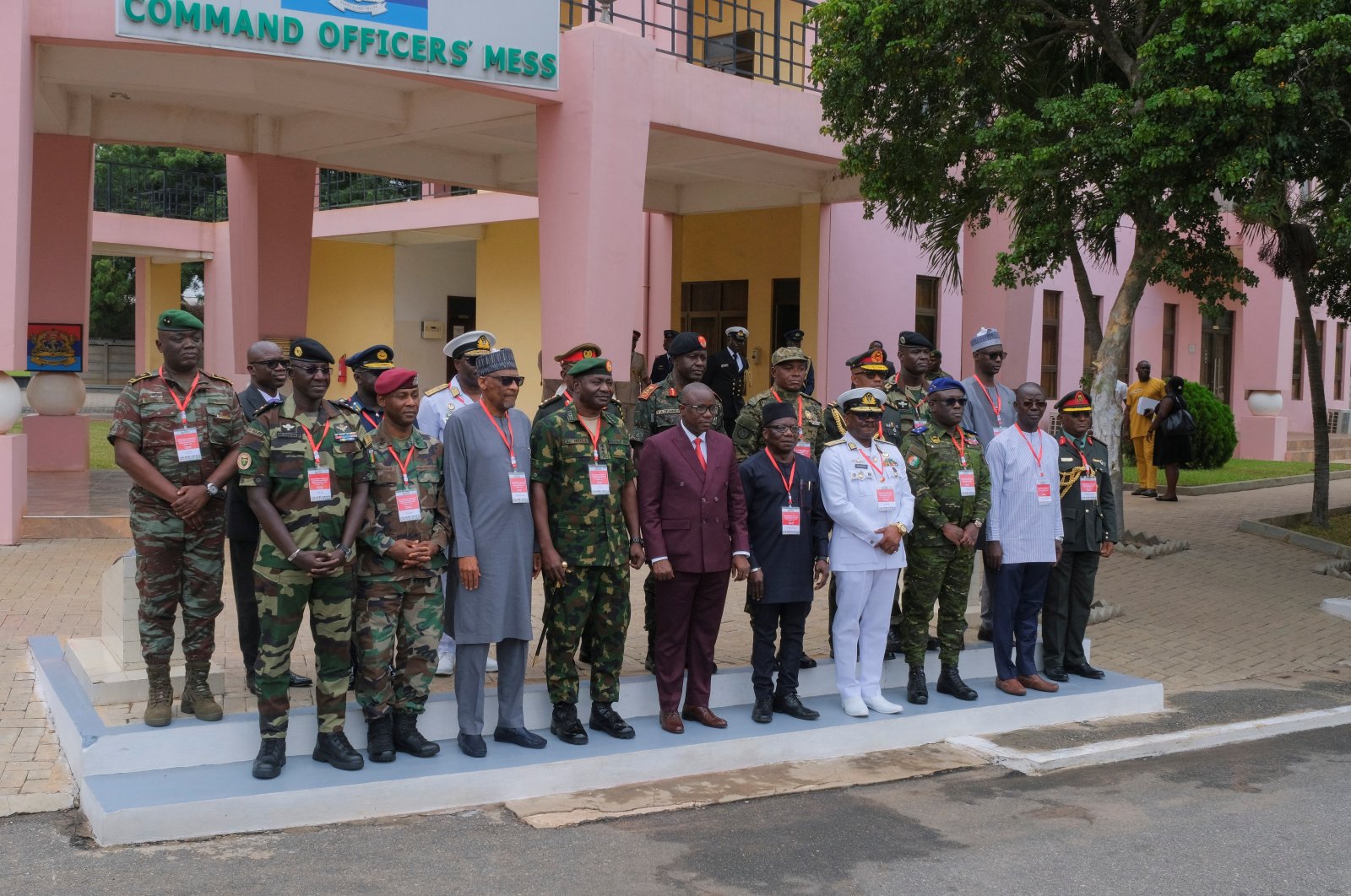 ECOWAS Committee of Chiefs of Defense staff pose for a group photo at the headquarters of the Ghana Armed Forces as they meet on the deployment of its standby force in the Republic of Niger, in Accra, Ghana, Aug. 17, 2023. (Reuters Photo)