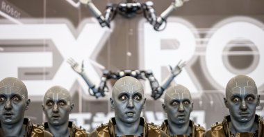 Robots mimic facial expressions during the World Robot Conference in Beijing, China, Aug 18, 2023. (EPA Photo)