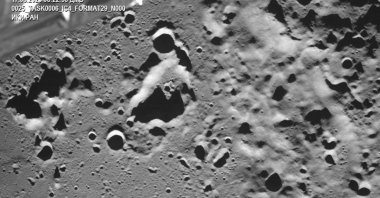 A picture taken from the camera of the lunar landing spacecraft Luna-25 shows the Zeeman crater located on the far side of the moon, Aug. 17, 2023. (Reuters Photo)