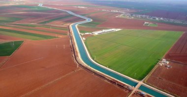 An aerial view of Mardin-Ceylanpınar canal in southern Türkiye, Aug. 20, 2023. (DHA Photo)