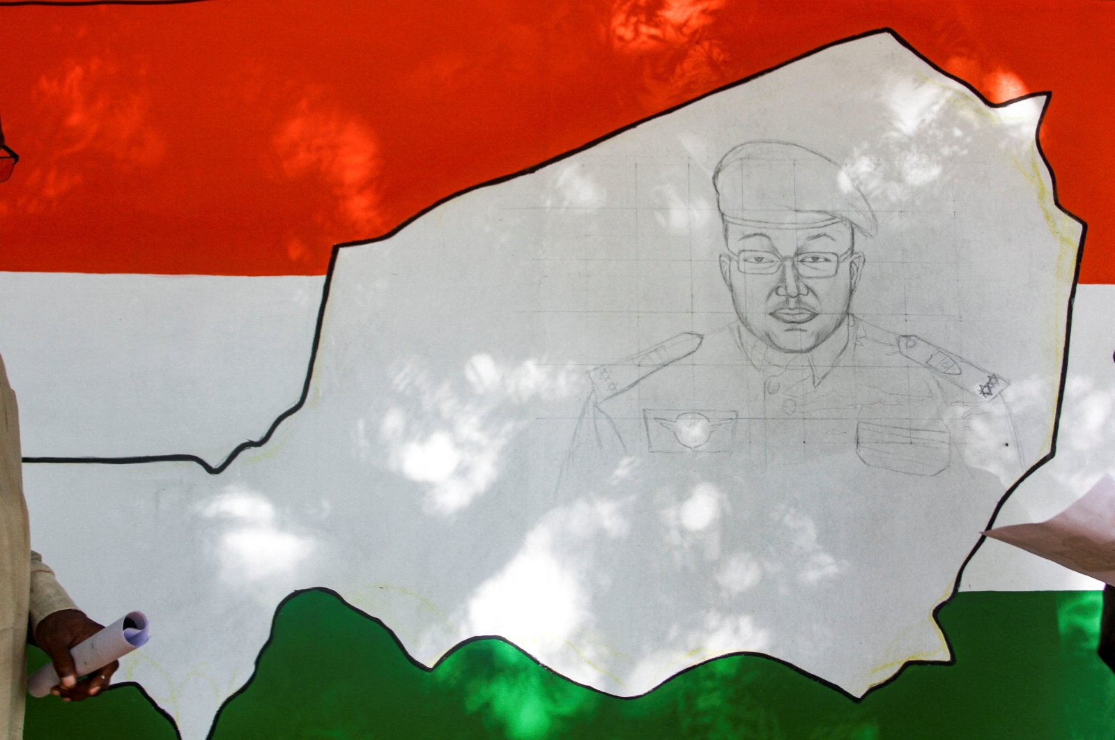 A portrait of Nigerien junta leader Gen. Abdourahmane Tchiani is seen in Niamey, Niger, Aug. 16, 2023. (Reuters Photo)