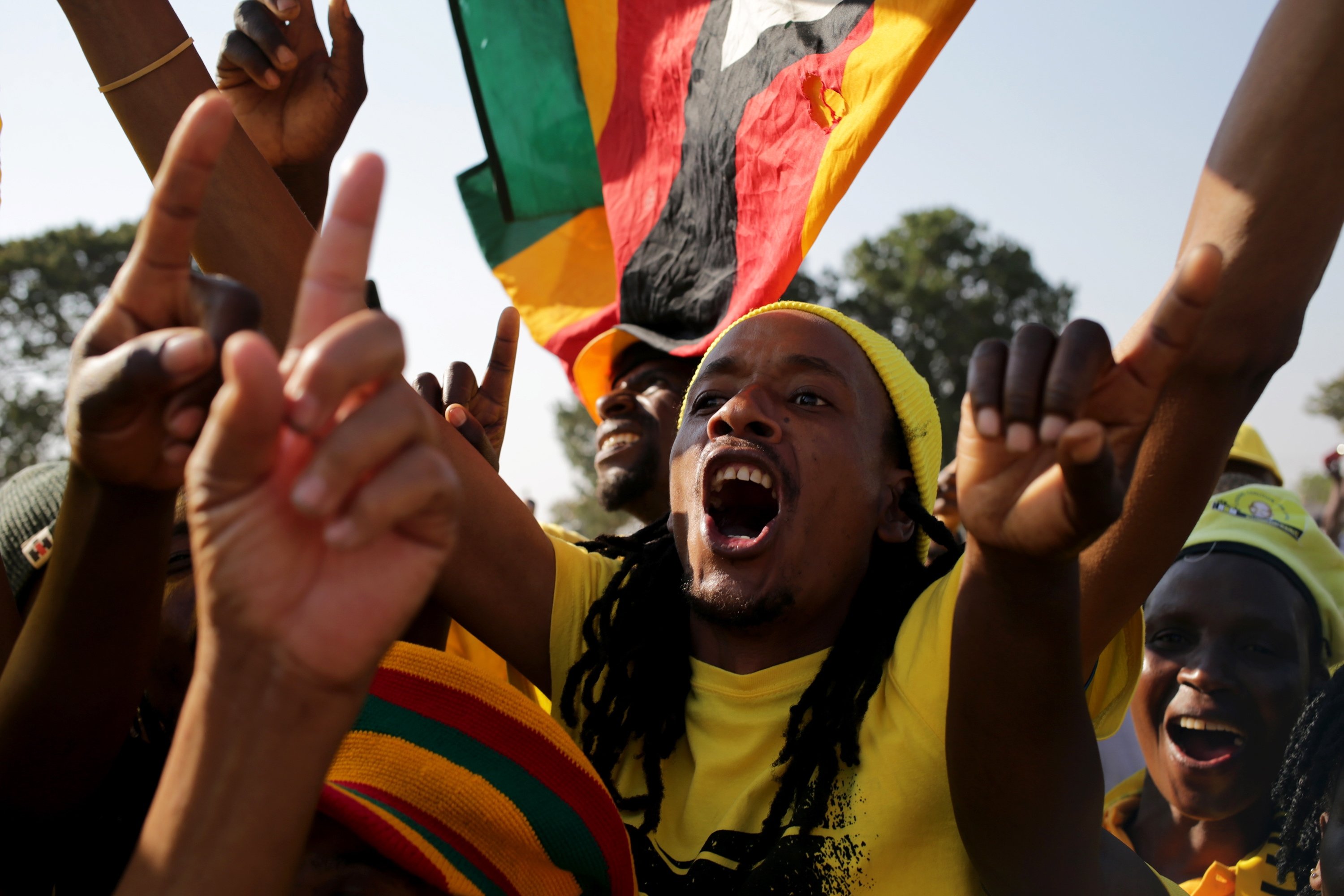 Citizens Coalition for Change (CCC) supporters attend CCC leader Nelson Chamisa's 2023 election campaign rally, Marondera, Zimbabwe, July 30, 2023. (EPA Photo)