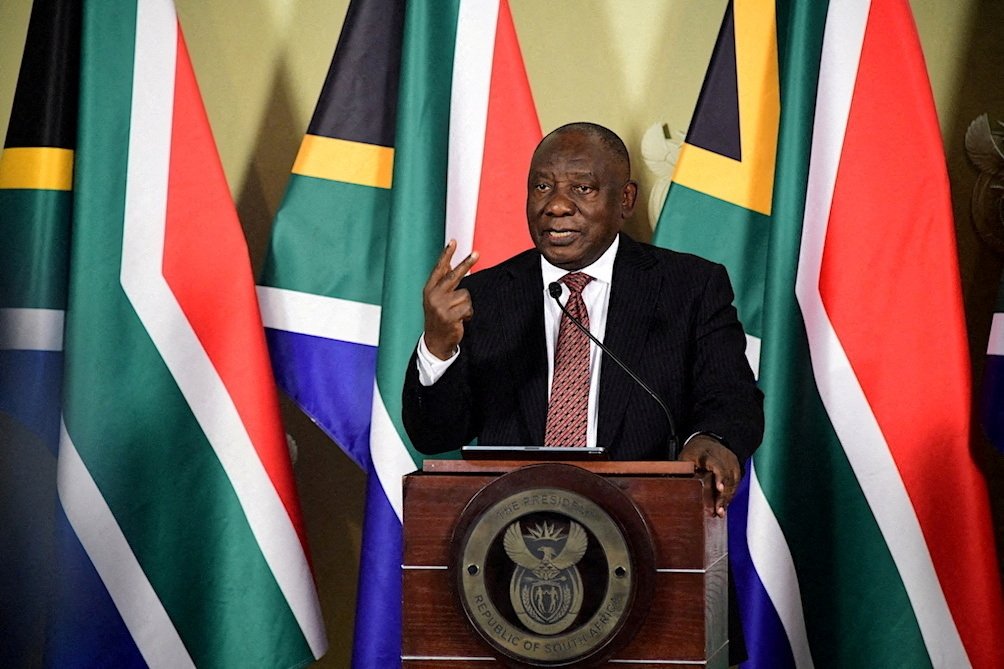South African President Cyril Ramaphosa speaks after he signed legislation into law last month recognizing sign language as the country&#039;s 12th official language, Pretoria, South Africa, July 19, 2023. (Reuters Photo)