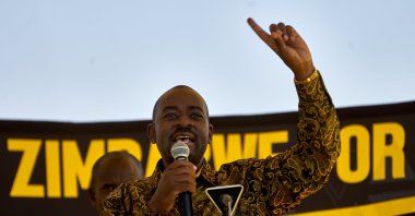 Zimbabwe's opposition Citizens Coalition for Change (CCC) leader Nelson Chamisa speaks during a rally, Bulawayo, Zimbabwe, Aug. 20, 2023. (AA Photo)