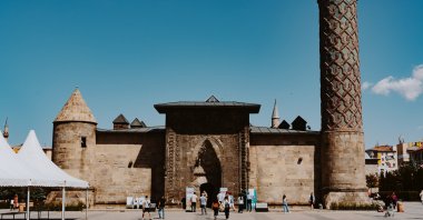 People visit the Yakutiye Madrassa, Erzurum, eastern Türkiye, Aug. 20, 2023. (Photo courtesy of the Ministry of Culture and Tourism)