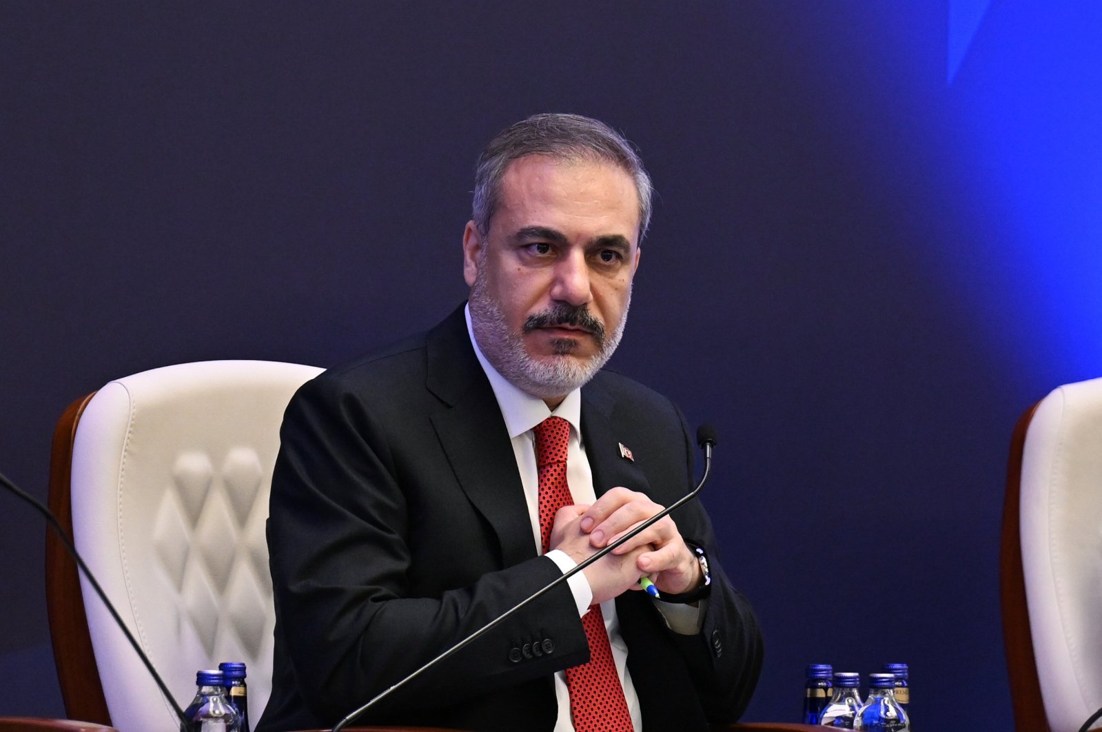 Foreign Minister Hakan Fidan speaks at the 14th Ambassadors Conference in Ankara, Türkiye, Aug. 7, 2023. (AA File Photo)