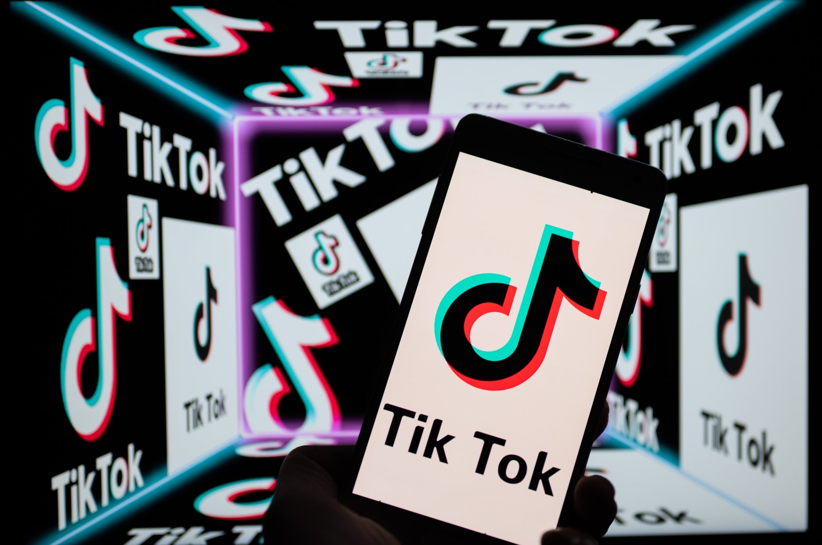 TikTok logos are seen in this photo illustration, in Brussels, Belgium, Dec.  28, 2022. (Getty Images Photo)