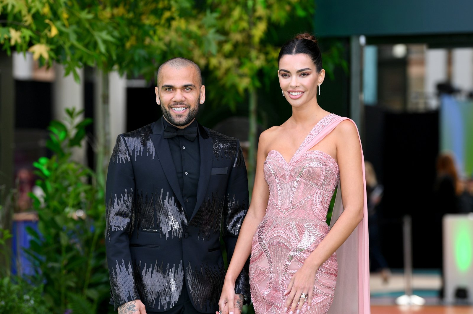 Dani Alves and Joana Sanz attend the Earthshot Prize 2021 at Alexandra Palace, London, England, Oct. 17, 2021. (Getty Images Photo)