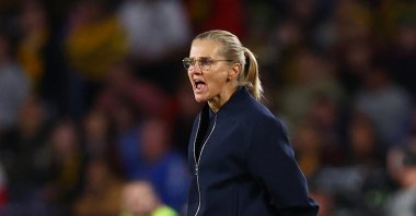 England manager Sarina Wiegman reacts during the Women&#039;s World Cup final match against Spain at the Stadium Australia, Sydney, Australia, Aug. 20, 2023. (Reuters Photo) 