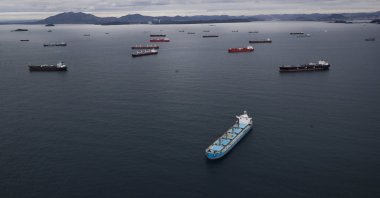 Dozens of ships wait in the Pacific to transit in the Panama Canal in Panama City, Panama, Aug. 22, 2023. (EPA Photo)