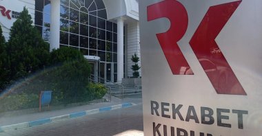 The logo of the Competition Board (RK) is seen in the capital Ankara, Türkiye, Aug. 17, 2023. (IHA Photo)