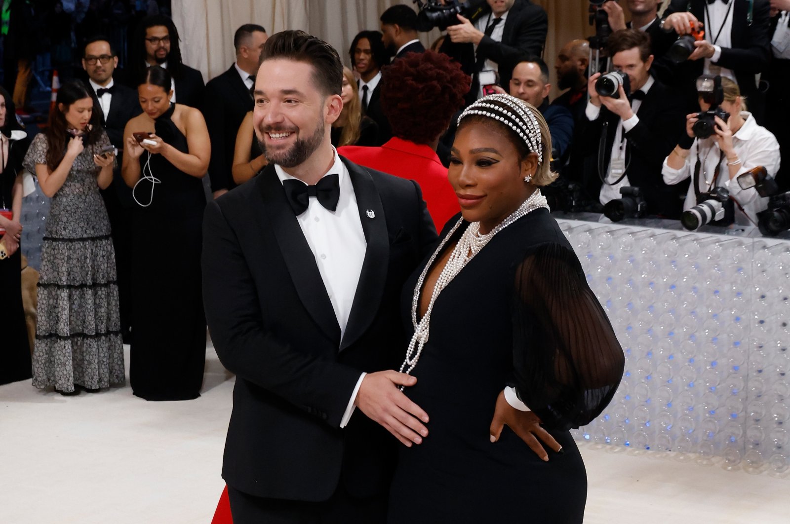 Serena Williams (R) and Alexis Ohanian attend the 2023 Costume Institute Benefit celebrating &quot;Karl Lagerfeld: A Line of Beauty&quot; at Metropolitan Museum of Art, New York City, U.S., May 1, 2023. (Getty Images Photo)