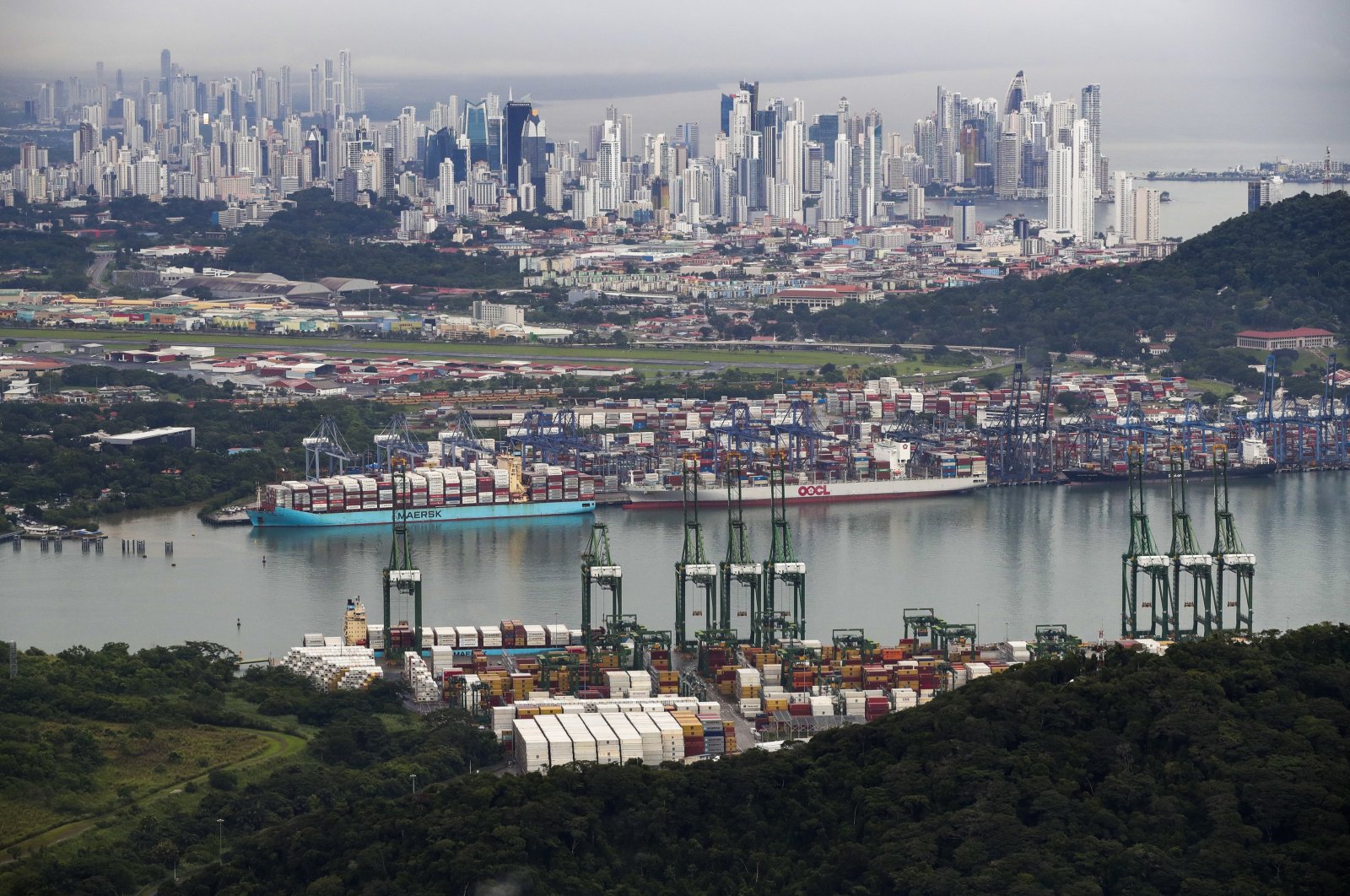 The Port of Balboa in the Panama Canal in Panama City, Panama, Aug. 22, 2023. (EPA Photo)