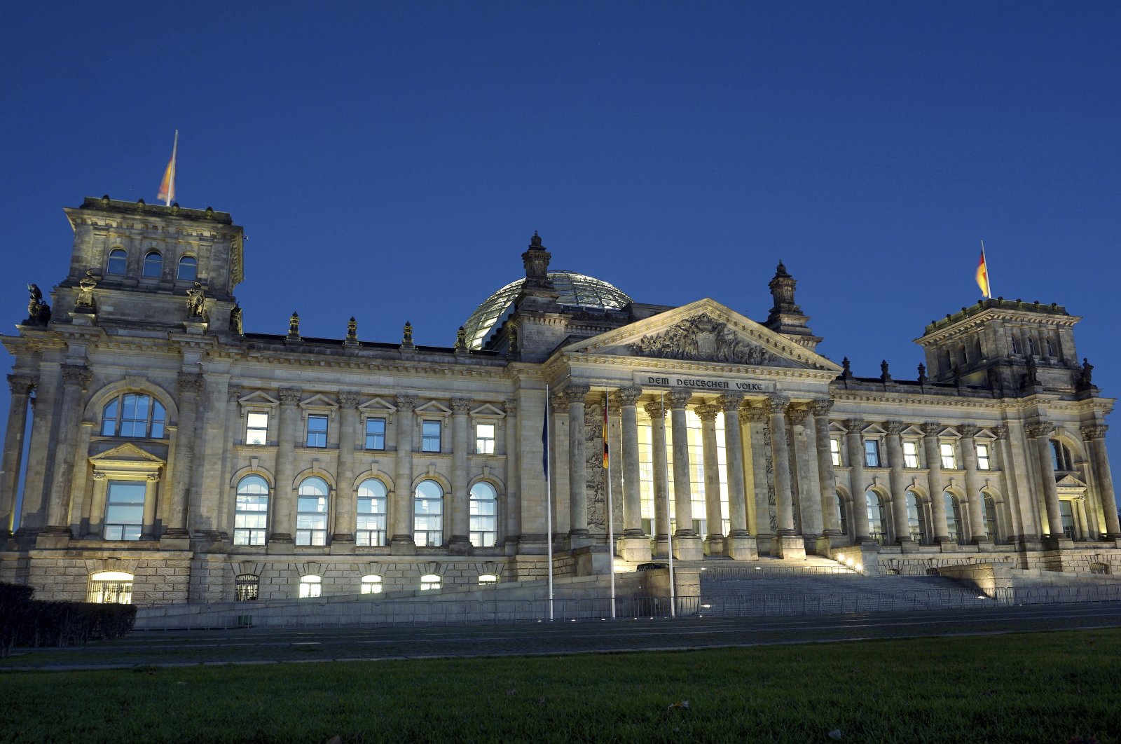 Exterior view of the Reichstag building, home of the German federal parliament, in Berlin, Germany, Nov. 20, 2020. (AP Photo)
