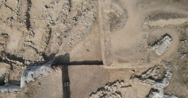 One of the earliest water channels in history dating back 8,200 years was discovered, Izmir, Türkiye, Aug. 24, 2023. (DHA Photo)