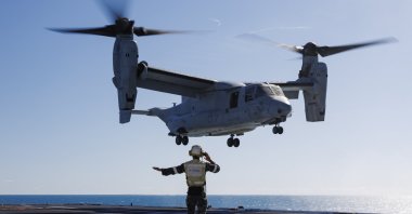The U.S. Marines were onboard a MV-22B Osprey tilt-rotor aircraft.