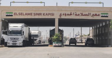 Cars are seen at the border crossing of Bab al-Salameh in the Aleppo countryside, Syria, Aug. 9, 2023. (Reuters Photo)
