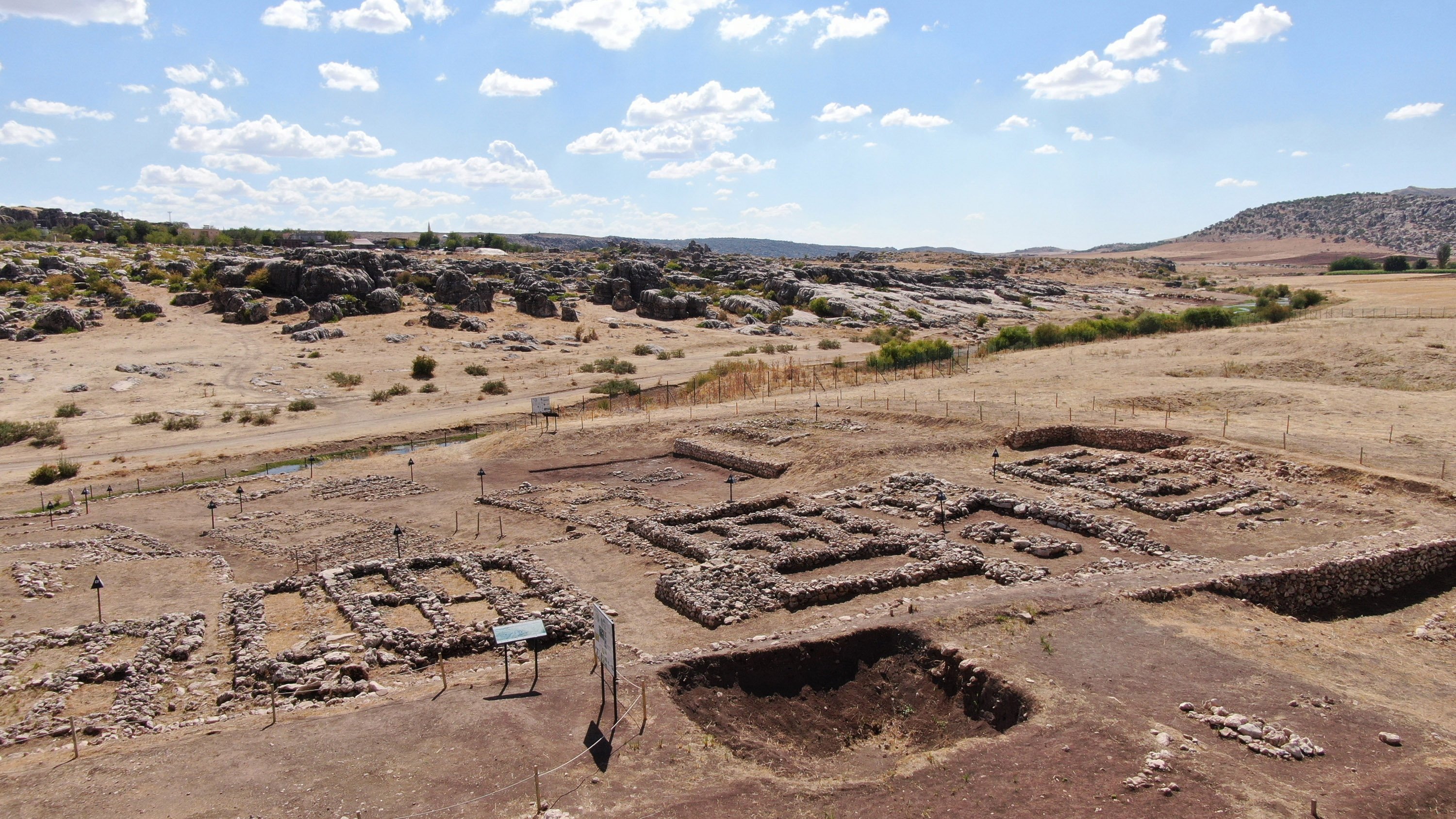 An aerial view of Çayönü Hill in Ergani, Diyarbakır, Türkiye, Aug. 28, 2023. (DHA Photo)