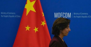 U.S. Commerce Secretary Gina Raimondo arrives for a meeting with her Chinese counterpart Wang Wentao at the Ministry of Commerce in Beijing, China, Aug. 28, 2023. (AFP Photo)