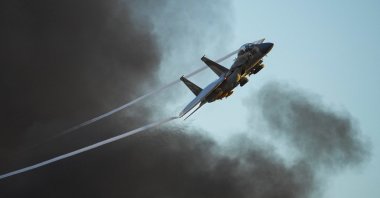 An Israeli F-15 jet flies over the city of Beersheba, Israel, June 29, 2023. (AP Photo)