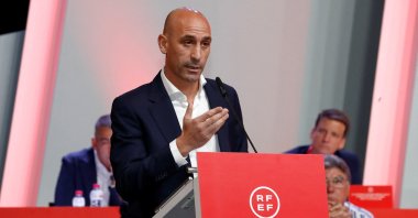 Spanish Royal Football Federation (RFEF) President Luis Rubiales delivers his statement at the RFEF headquarters, Madrid, Spain, Aug. 25, 2023. (Reuters Photo)