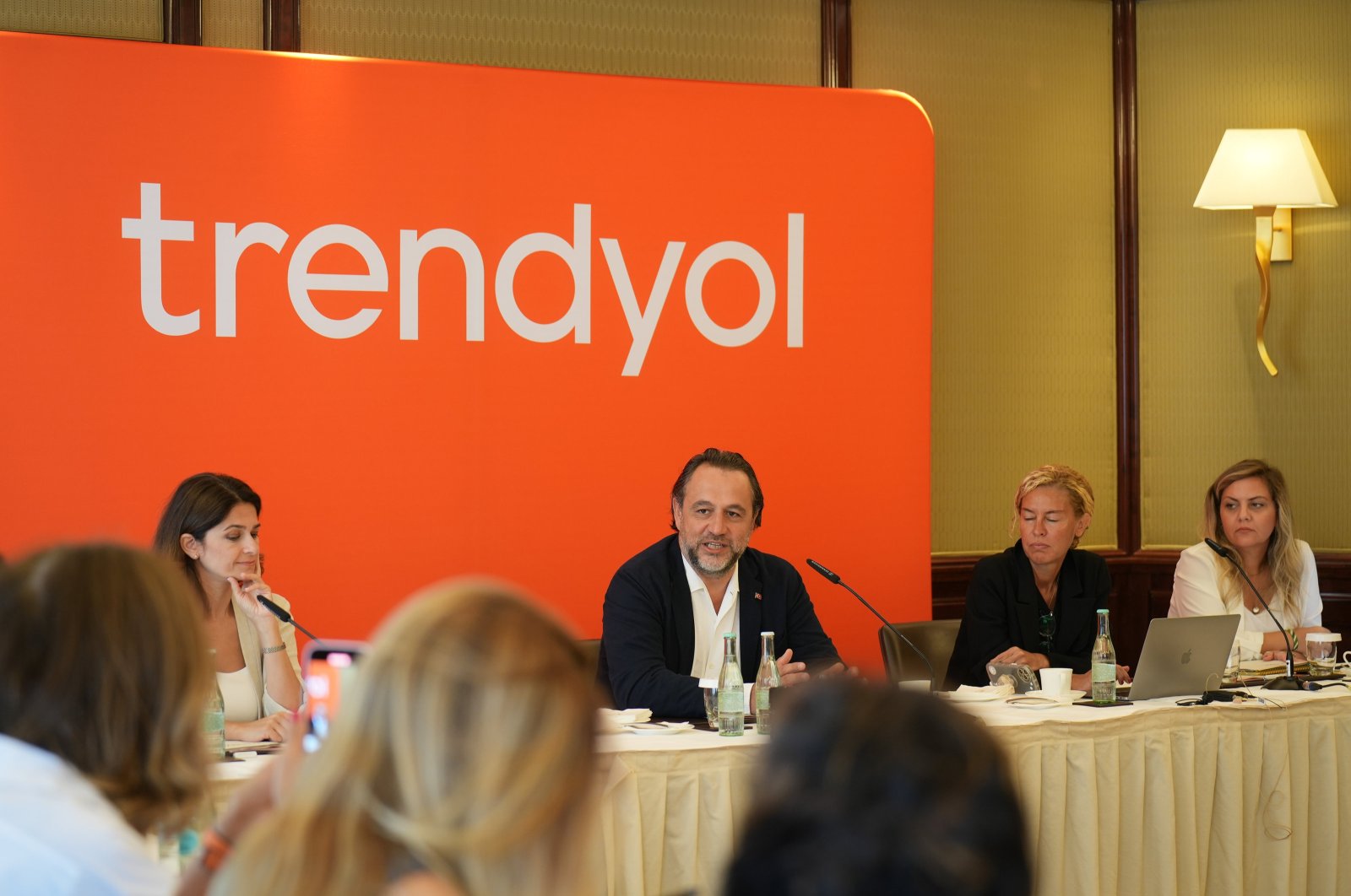 Çağlayan Çetin, the head of Trendyol Group, addresses the reporters in Düsseldorf, Germany, Aug. 28, 2023. (AA Photo)