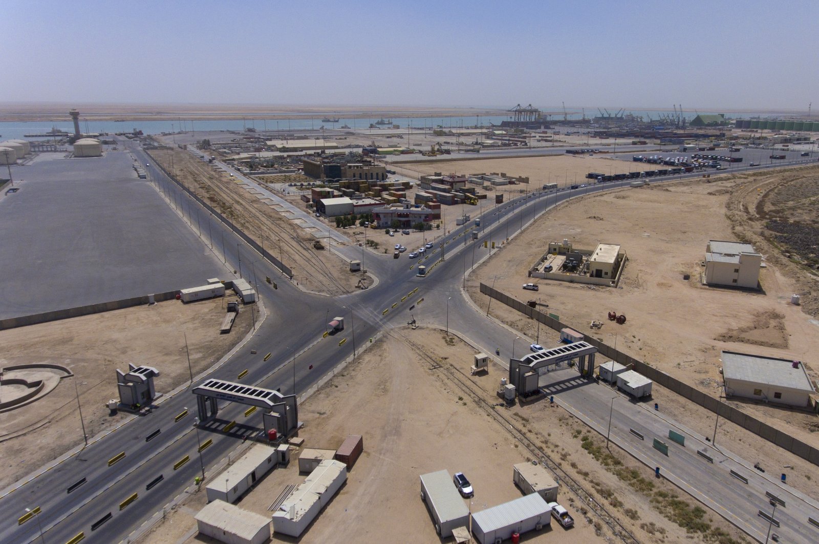 An aerial photo shows Iraq&#039;s port of Umm Qasr near the city of Basra, Iraq, May 25, 2022. (AP Photo)